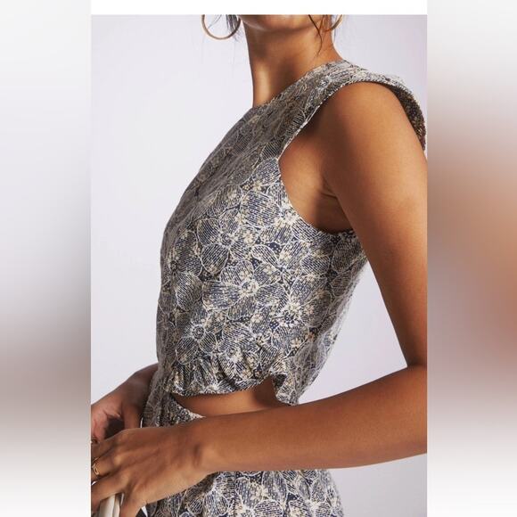 Anthropologie Helena Jumpsuit Adelyn Rae Navy Cream Floral NEW Size XS - Picture 2 of 14